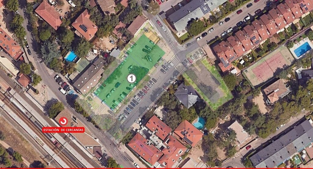 Espacio que ocupará el aparcamiento disuasorio junto a la estación en Torrelodones